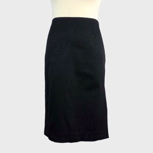 Trina Turk Black Paisley Embossed Pencil Skirt with Back Slit